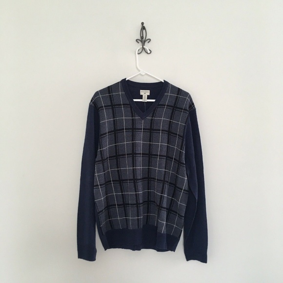 Dockers Blue Plaid V-Neck Sweater - Picture 1 of 5